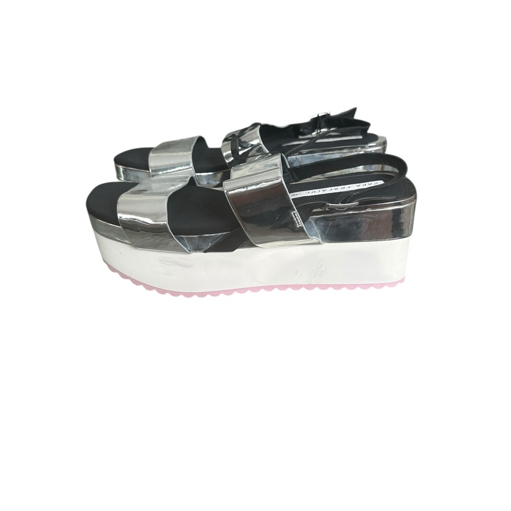 ZARA Silver Platform Sandals WOMENS size‎ 7.5 NWT